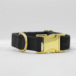 Just Hemp Black Dog Collar Brass