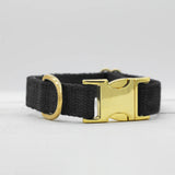 Just Hemp Black Dog Collar Brass