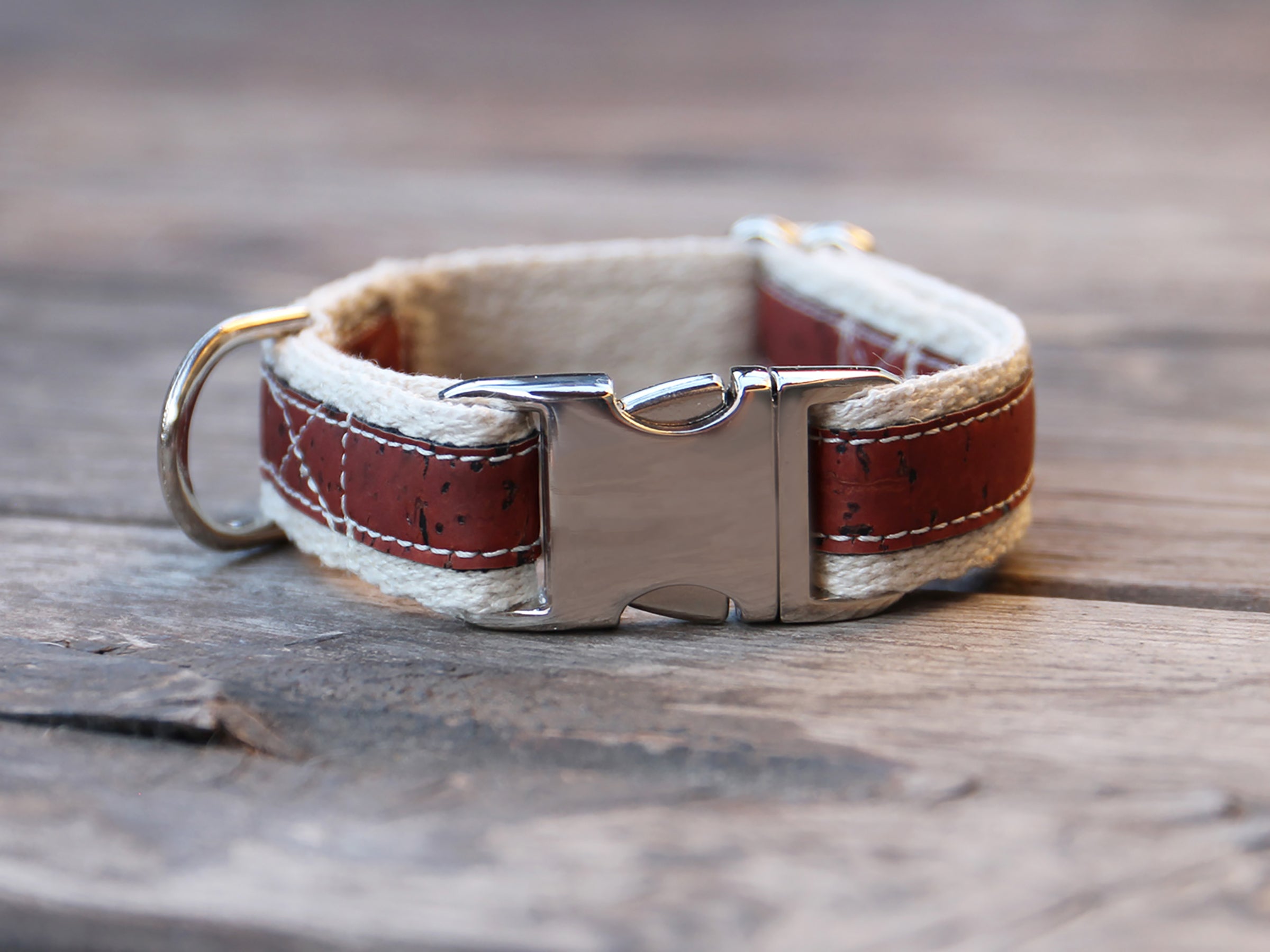 Adventurer Cork Hemp Dog Collar - Sangria Red