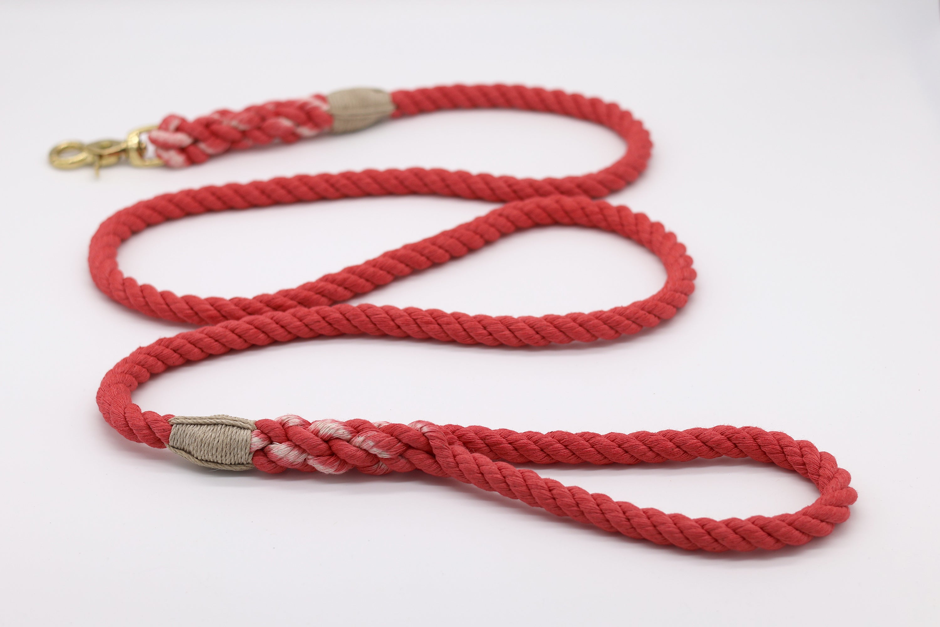 Rosy Red Cotton Rope Dog Leash