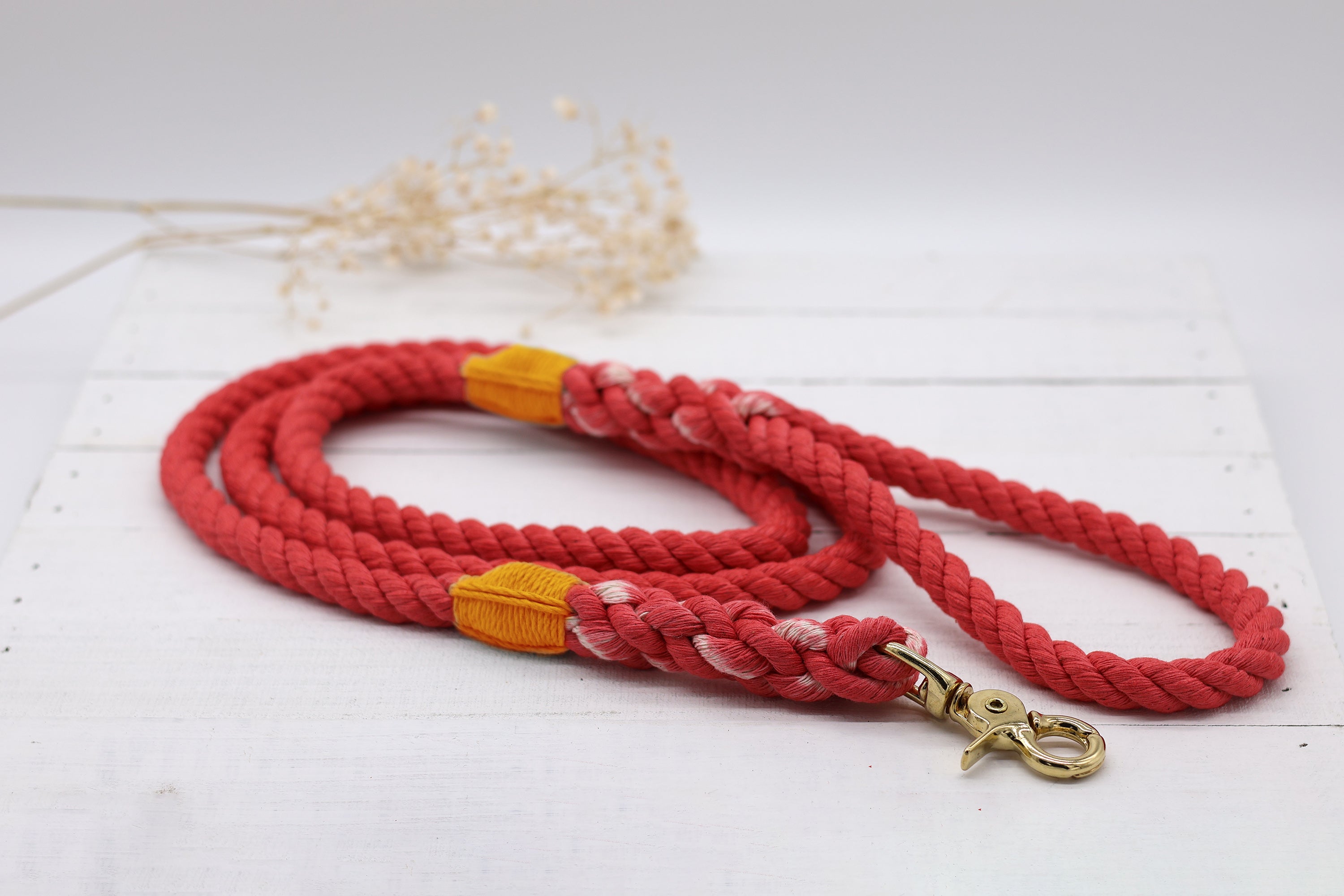 Rosy Red Cotton Rope Dog Leash