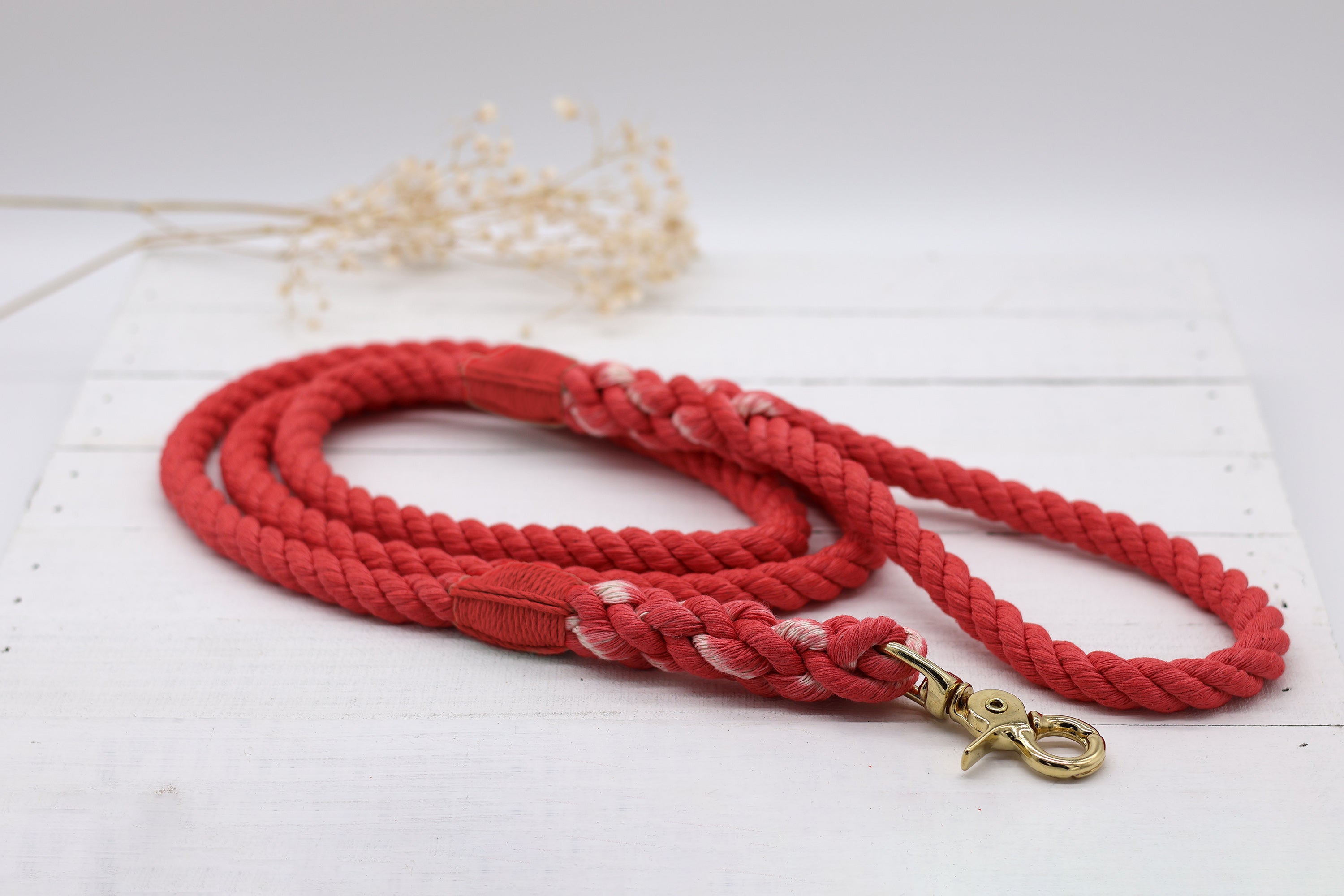 Rosy Red Cotton Rope Dog Leash