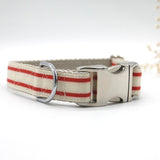 Nautical Striped Dog Collar - Red