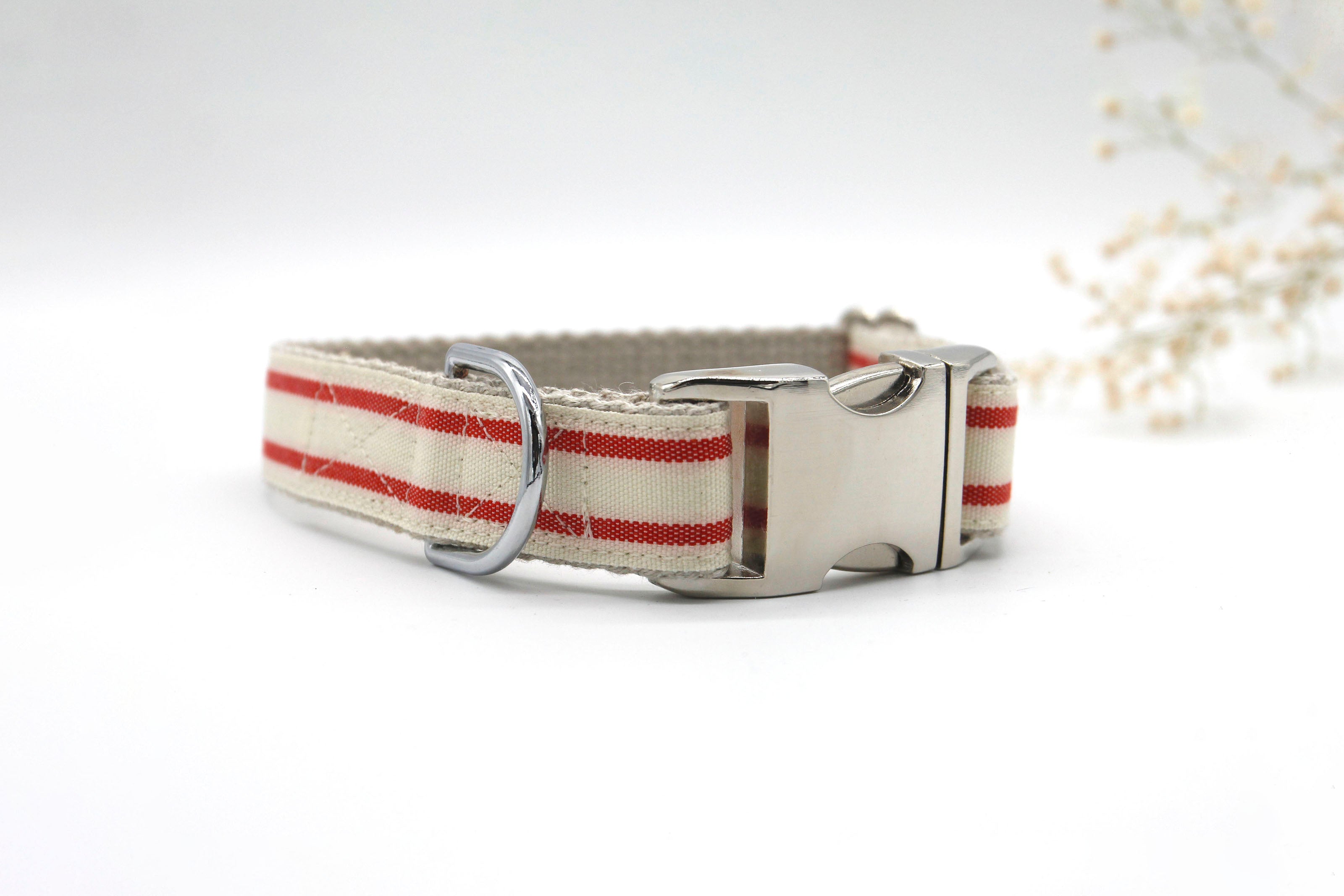 Nautical Striped Dog Collar - Red