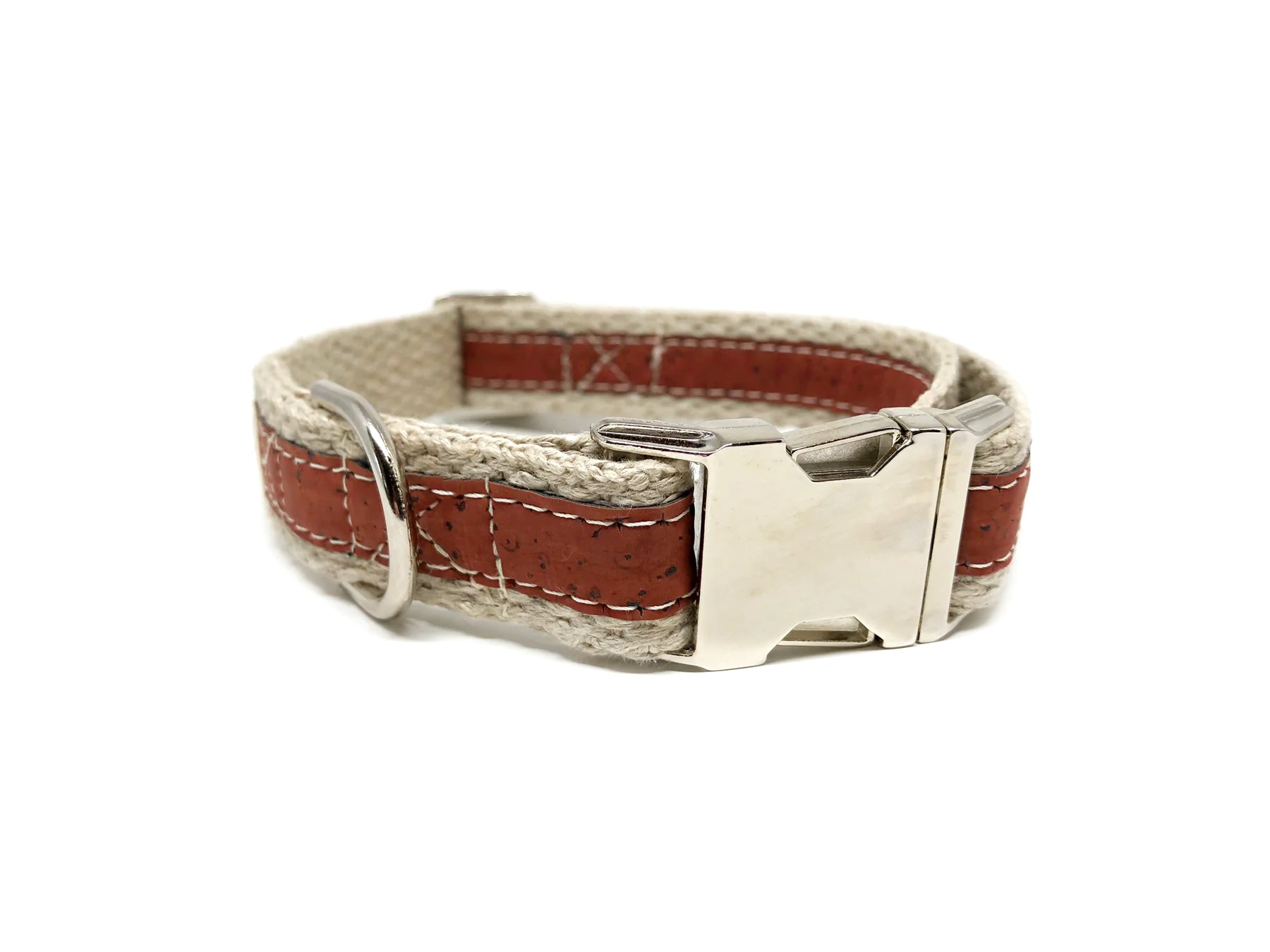 Adventurer Cork Hemp Dog Collar - Sangria Red